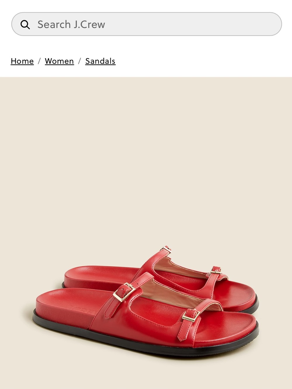 J Crew Red leather Colbie buckle sandals.